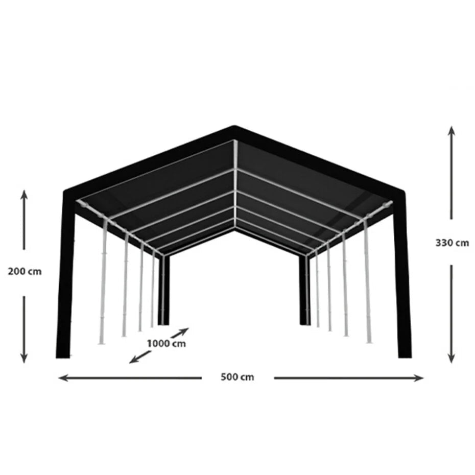 Partytent 5x10m zwart semi professioneel - rent4event