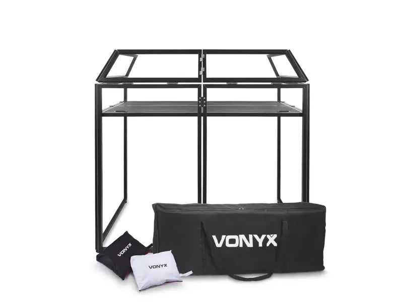 Vonyx DB3 complete opvouwbare mobiele DJ Booth met lichtbrug - rent4event
